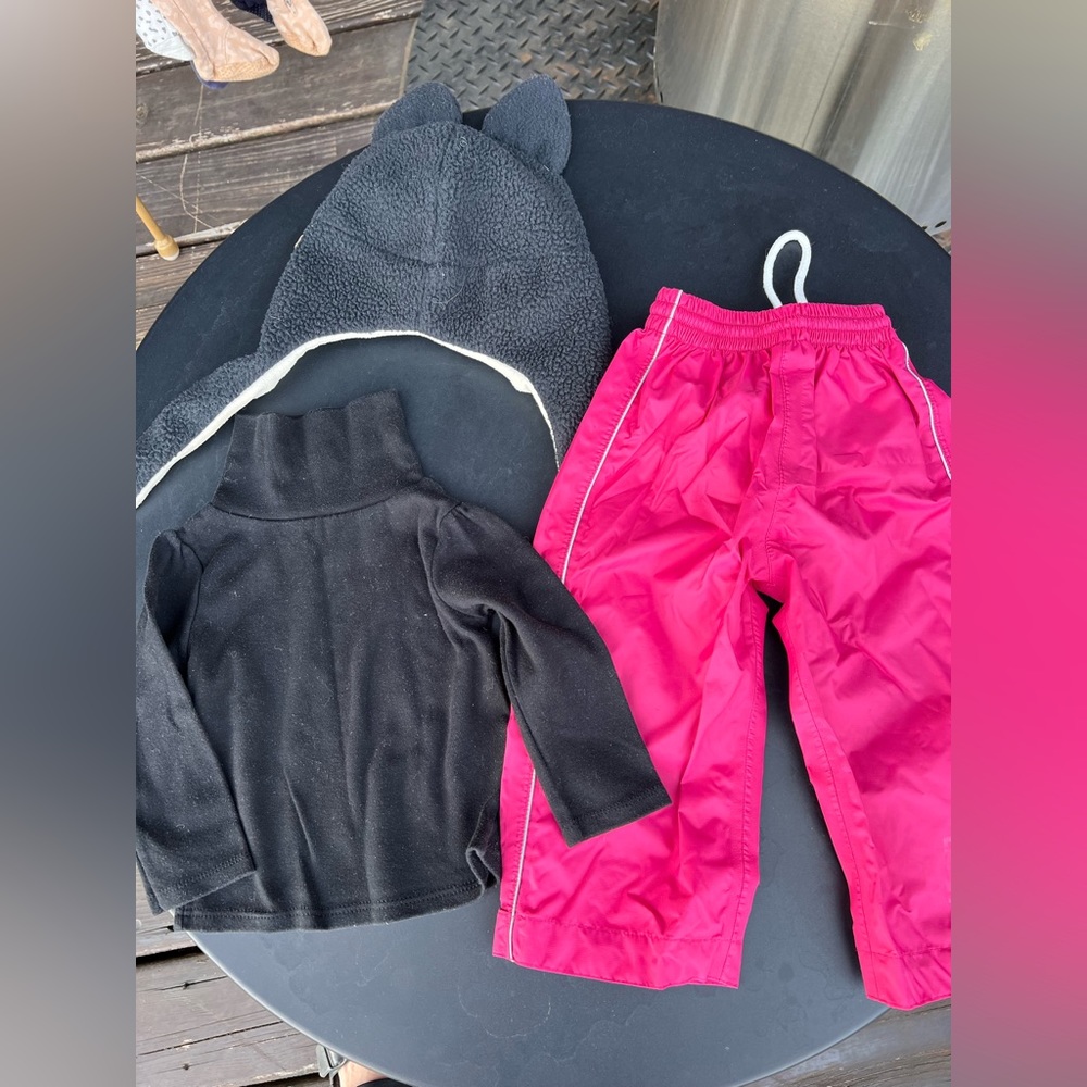 Weatherproof bundle rain pants, hat, turtleneck